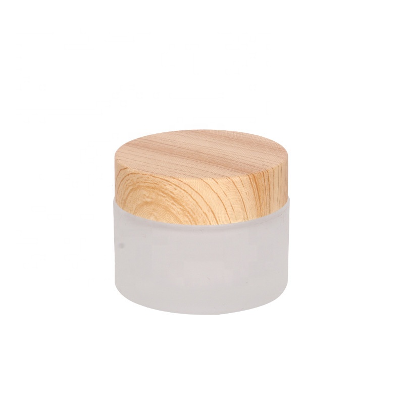 Wholesale Eco friendly Cosmetic Packaging Empty Glass Cream Jar with Wooden Lid