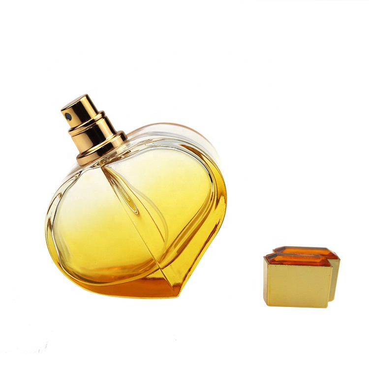 Wholesale Elegant Heart Shaped Gold Portable Perfume Bottle 80 ml For Women