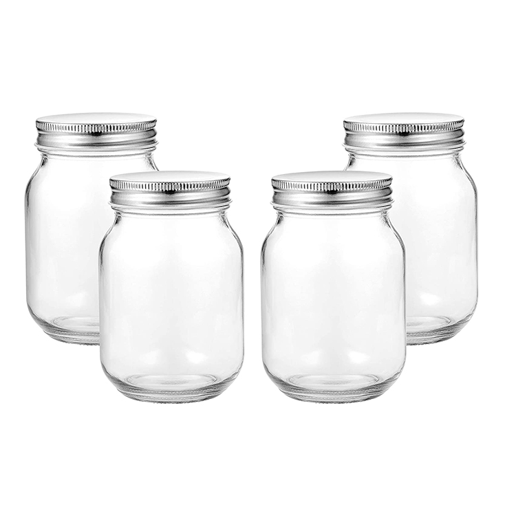Wholesale Empty 16oz 480ml Round Glass Mason Jar with 70mm Metal Screw Cap