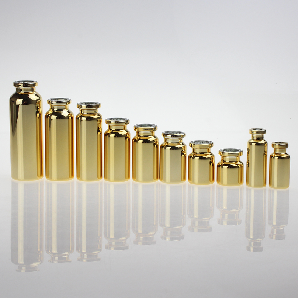Wholesale Empty 1ml 2ml 5ml 10ml 15ml 20ml 30ml Gold Vial, custom glass test tube vial for medicine