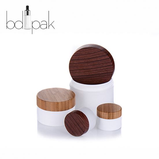 Wholesale Empty 250ml 500ml Frosted Clear PET Plastic Wide Mouth Cream Jar With Bamboo Wooden Lid