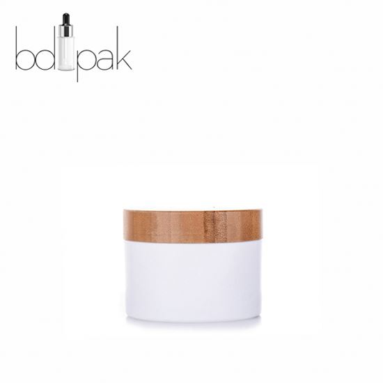Wholesale Empty 250ml 500ml Frosted Clear PET Plastic Wide Mouth Cream Jar With Bamboo Wooden Lid