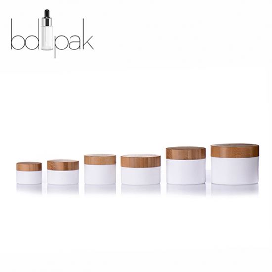 Wholesale Empty 250ml 500ml Frosted Clear PET Plastic Wide Mouth Cream Jar With Bamboo Wooden Lid