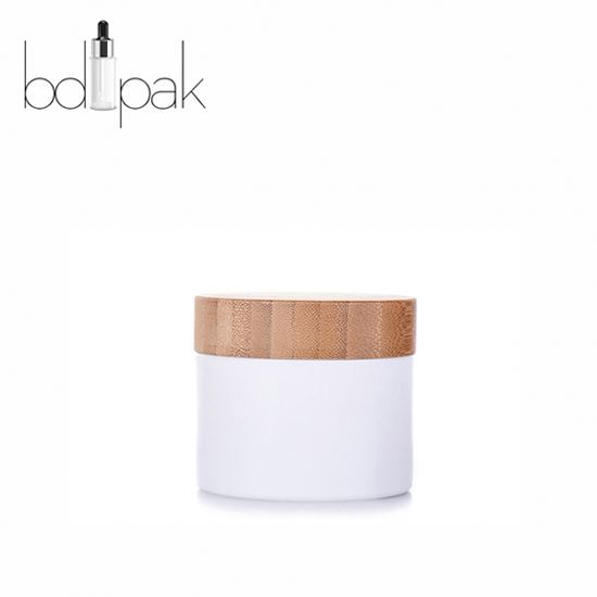 Wholesale Empty 250ml 500ml Frosted Clear PET Plastic Wide Mouth Cream Jar With Bamboo Wooden Lid