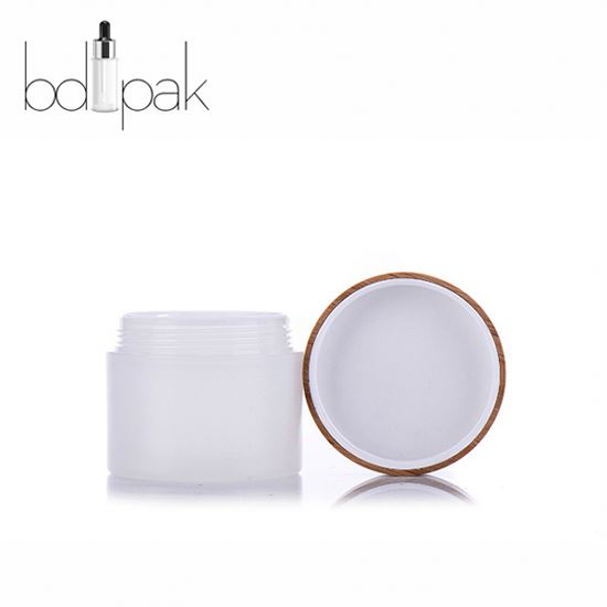Wholesale Empty 250ml 500ml Frosted Clear PET Plastic Wide Mouth Cream Jar With Bamboo Wooden Lid