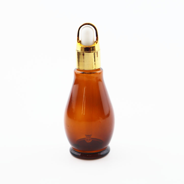 Wholesale Empty 30ml 50ml amber Single gourd design glass essential oil bottle