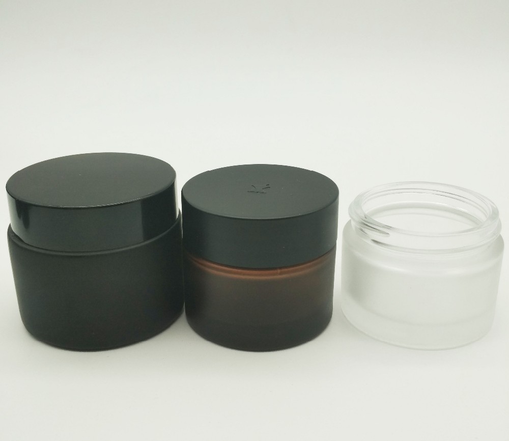 Wholesale Empty 30ml 60ml jars glass Screw Cap Cosmetic Amber Glass cream Jars child proof