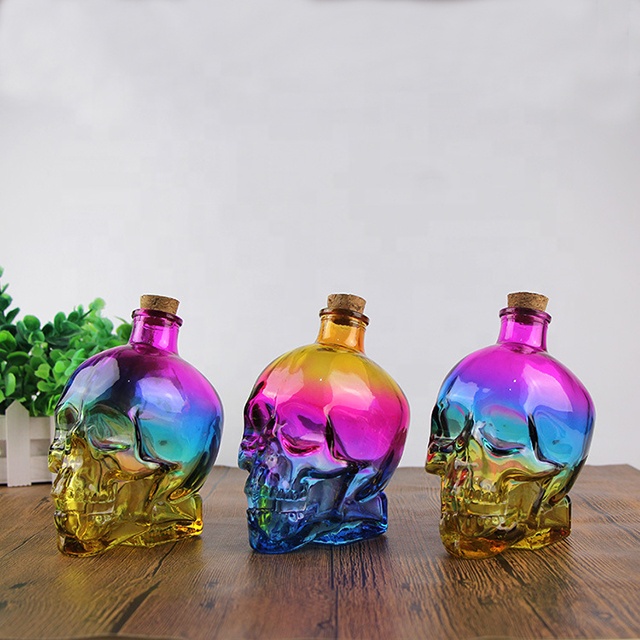 Wholesale Empty 400ml 750ml Skull Glass Bottle Nightclub Wine Cup