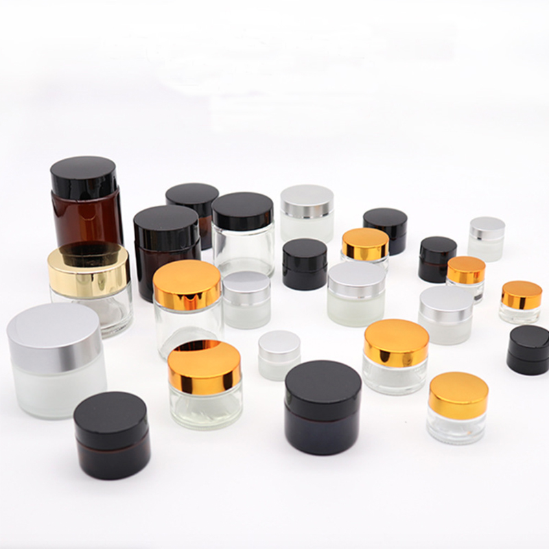 Wholesale Empty 5ml 10ml 20ml 30ml 50ml 100ml Amber Cosmetic Skin Care Packaging And Container Cream Glass Jar With Lid