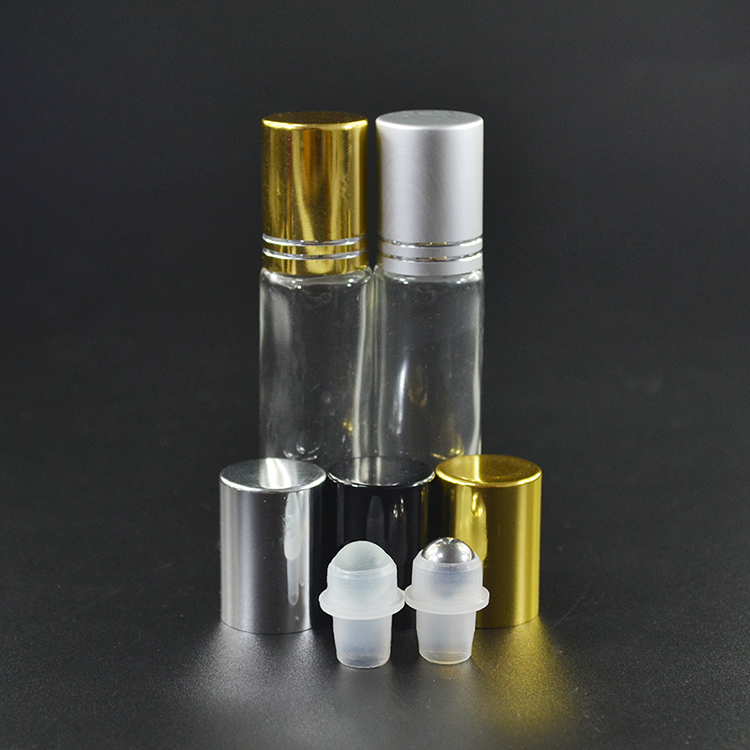 Wholesale Empty 5ml 10ml Essential Oil Clear Glass Roll On Perfume Bottle With Steel Roller Ball For Cosmetics