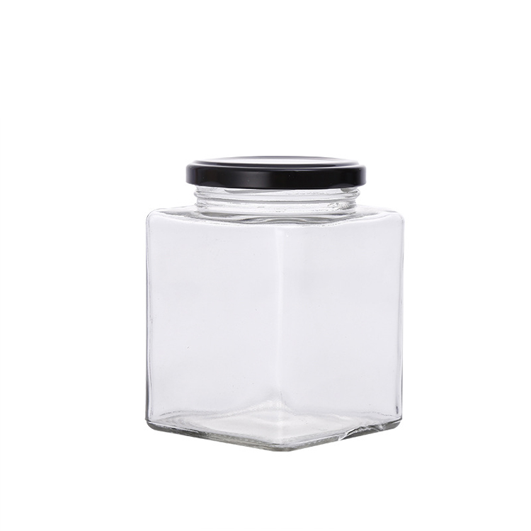 Wholesale Empty 730ml Transparent Square Shape Glass Honey Jar With Screw Lid