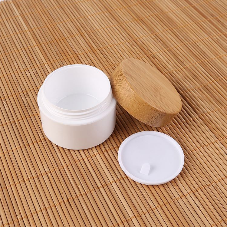 Wholesale Empty Airless Acrylic Bamboo Cosmetic Jar