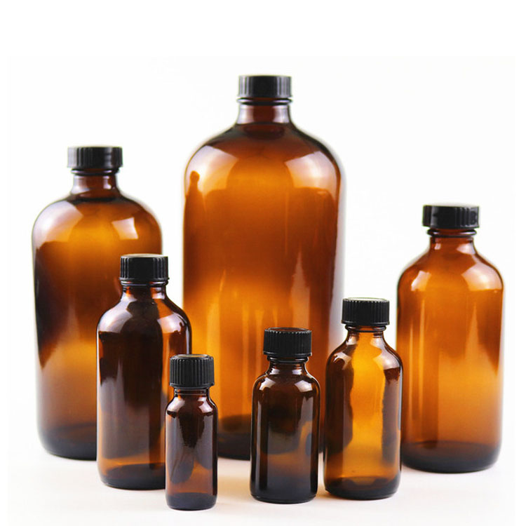 Wholesale Empty Amber Boston Round Bottles With Trigger Spray Pump Cap For Essential Oil