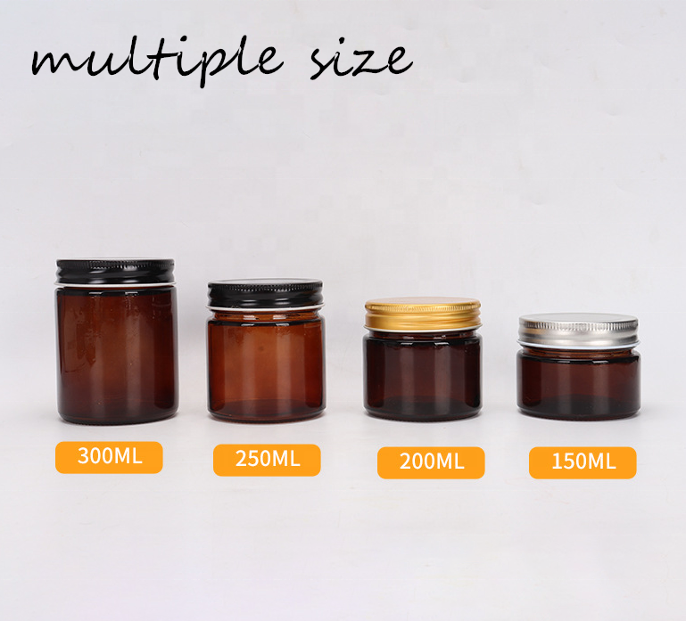 Wholesale Empty Amber Glass Mason Jars in Bulk Sauce Bottles 150ml 200ml 250ml 300ml