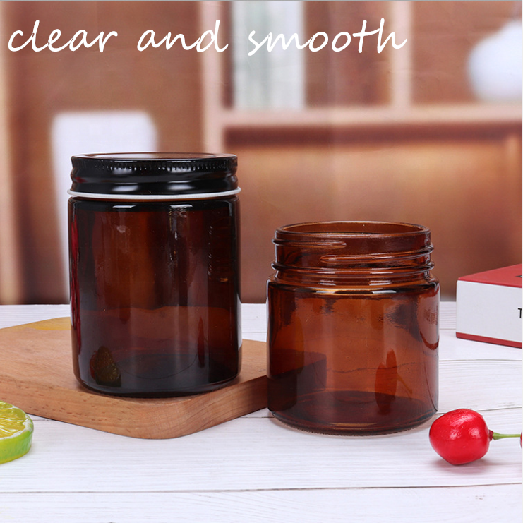 Wholesale Empty Amber Glass Mason Jars in Bulk Sauce Bottles 150ml 200ml 250ml 300ml