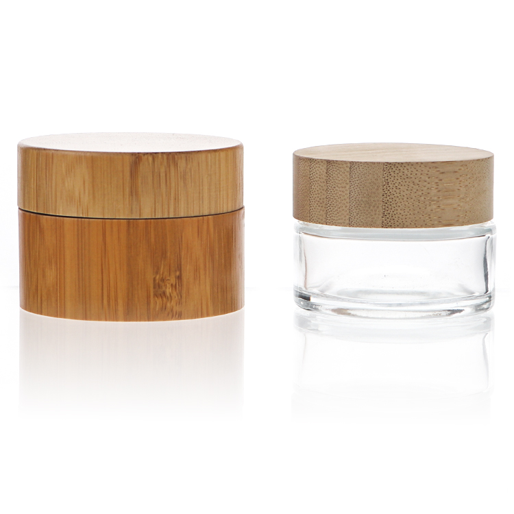 Wholesale Empty Bamboo Cosmetic Cream Glass Jar 50g Containers And Packaging