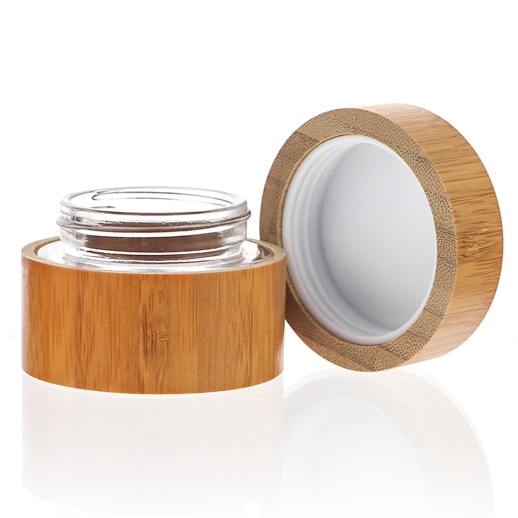 Wholesale Empty Bamboo Cosmetic Cream Glass Jar 50g Containers And Packaging
