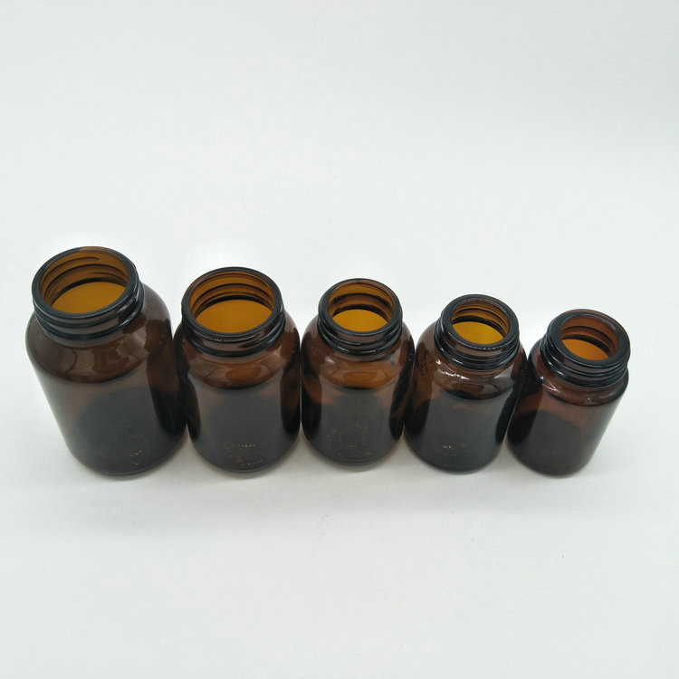 Wholesale Empty Brown Round Medicine Packing Plastic Bottles Pills Tablets Capsules Bottles with screw Caps