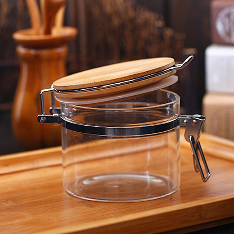 Wholesale Empty Clear Airtight Storage Food Borosilicate Kitchen Mason Cylinder Glass Clip Lid Jars