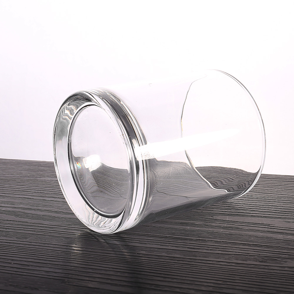 Wholesale Empty Clear Decorative Storage Canister Glass Candle Jar with Flat Lid