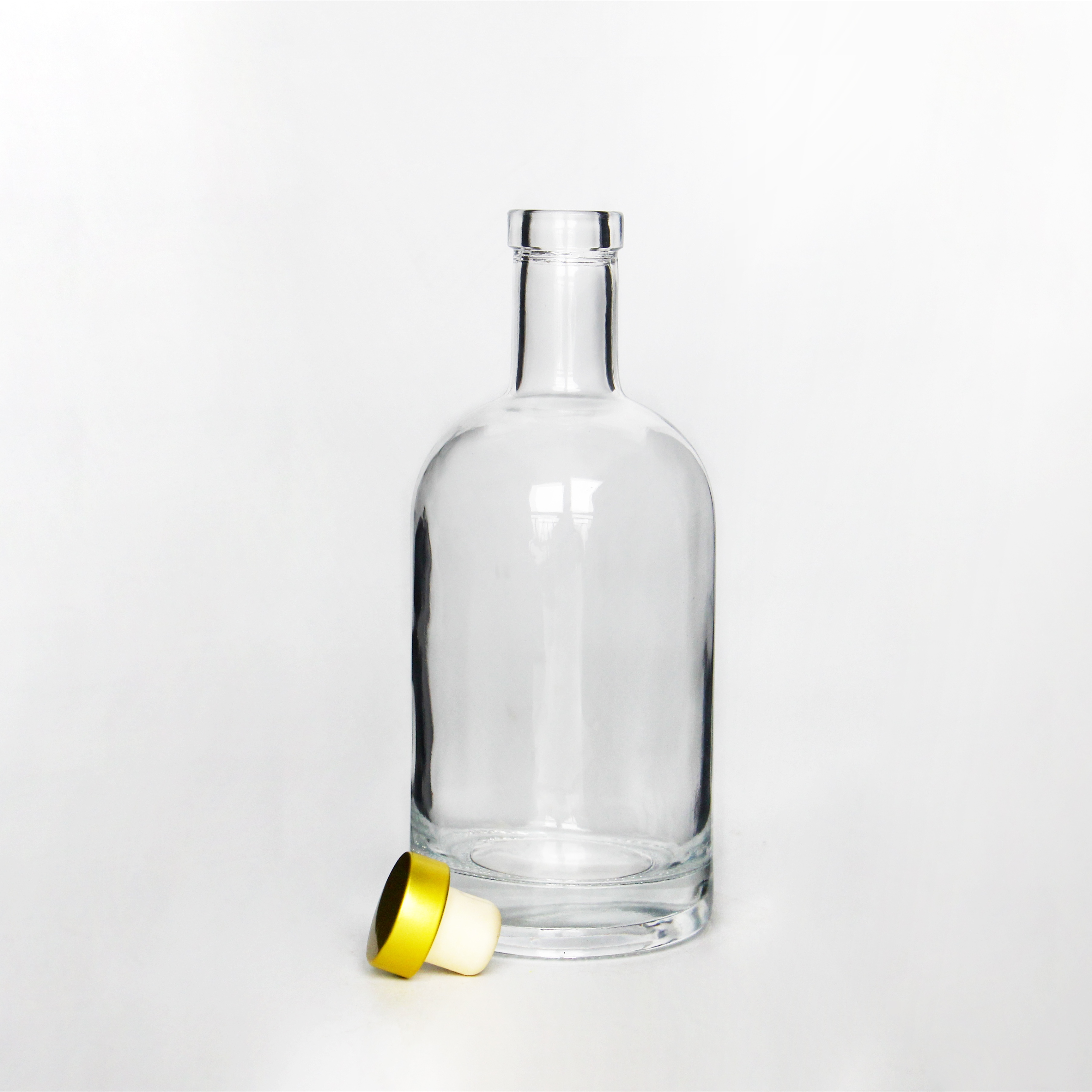 Wholesale Empty Clear Round Transparent Glass Bottle 500ml Wine Bottles 750 ml Bottle Glass With Cork Lid