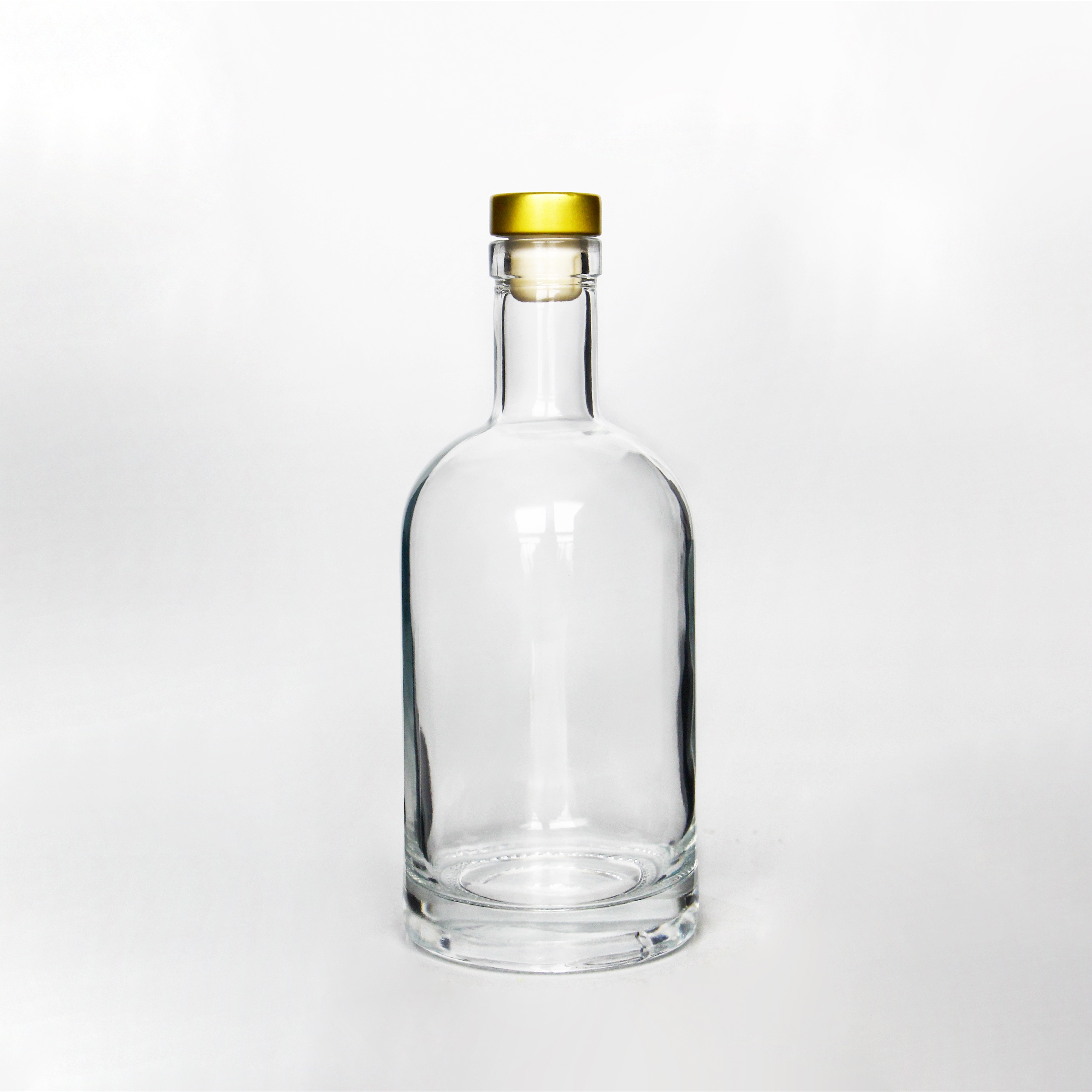 Wholesale Empty Clear Round Transparent Glass Bottle 500ml Wine Bottles 750 ml Bottle Glass With Cork Lid