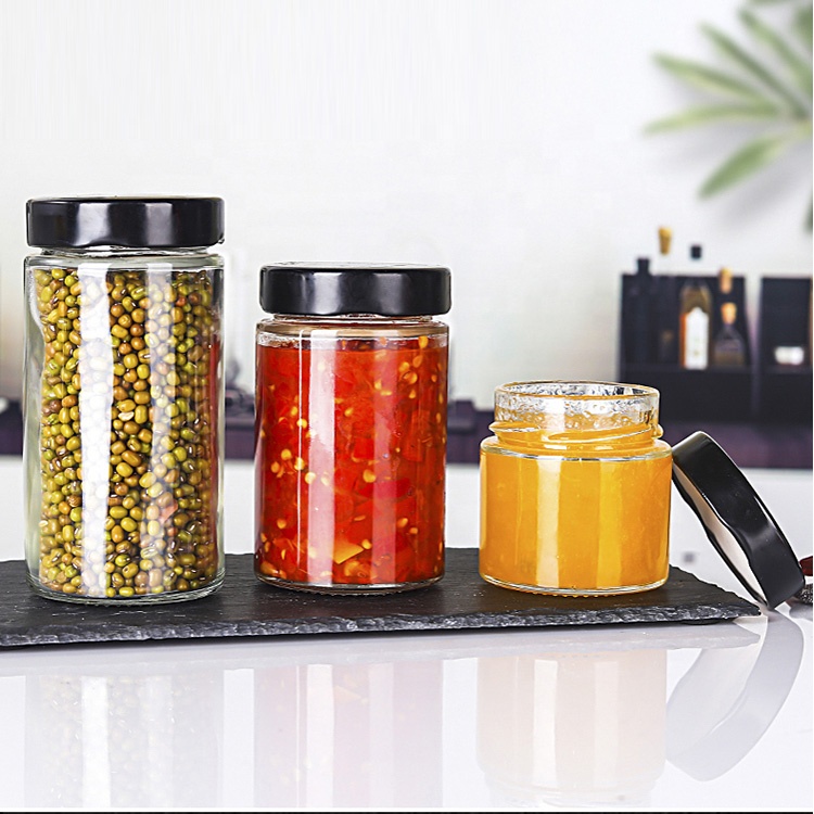 Wholesale Empty Clear Transparent Small Round Glass Honey Jars 100ml For Jam Jelly Sauce Canning With Deep Metal Cap