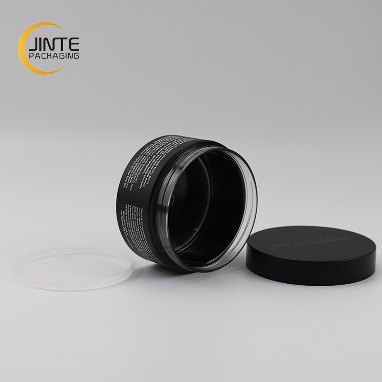 Wholesale Empty Container Cosmetic packaging 4oz 8oz Matte black PETG Cosmetics plastic jar for body butter care cream