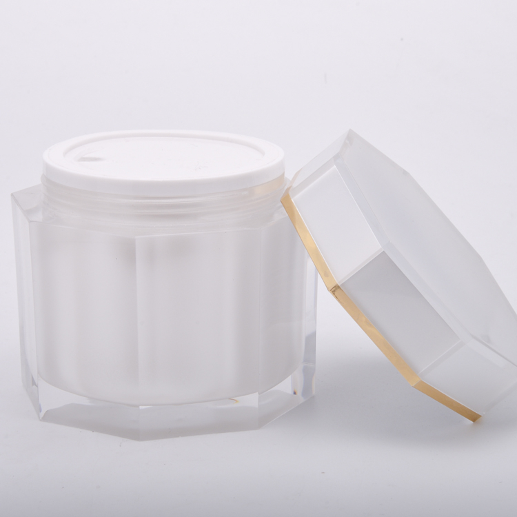 Wholesale Empty Cosmetic White Hexagonal Prisms 1oz 2oz 4oz 6oz Acrylic Jars For Powder/Lip Scrub