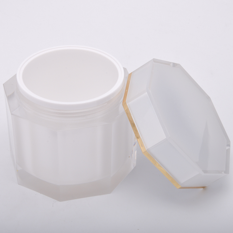 Wholesale Empty Cosmetic White Hexagonal Prisms 1oz 2oz 4oz 6oz Acrylic Jars For Powder/Lip Scrub