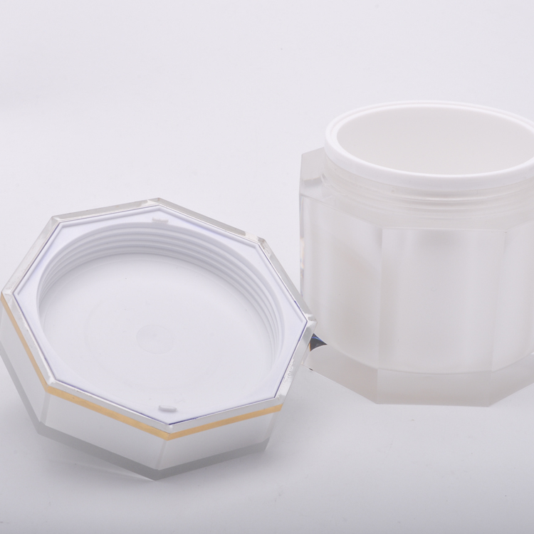 Wholesale Empty Cosmetic White Hexagonal Prisms 1oz 2oz 4oz 6oz Acrylic Jars For Powder/Lip Scrub