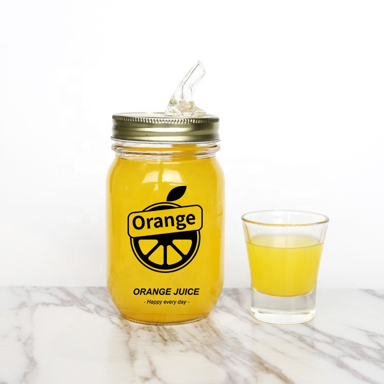 Wholesale Empty Custom 500ml 750ml Mason Packaging  Round Moonshine Glass Jars With Pouring Spout lids