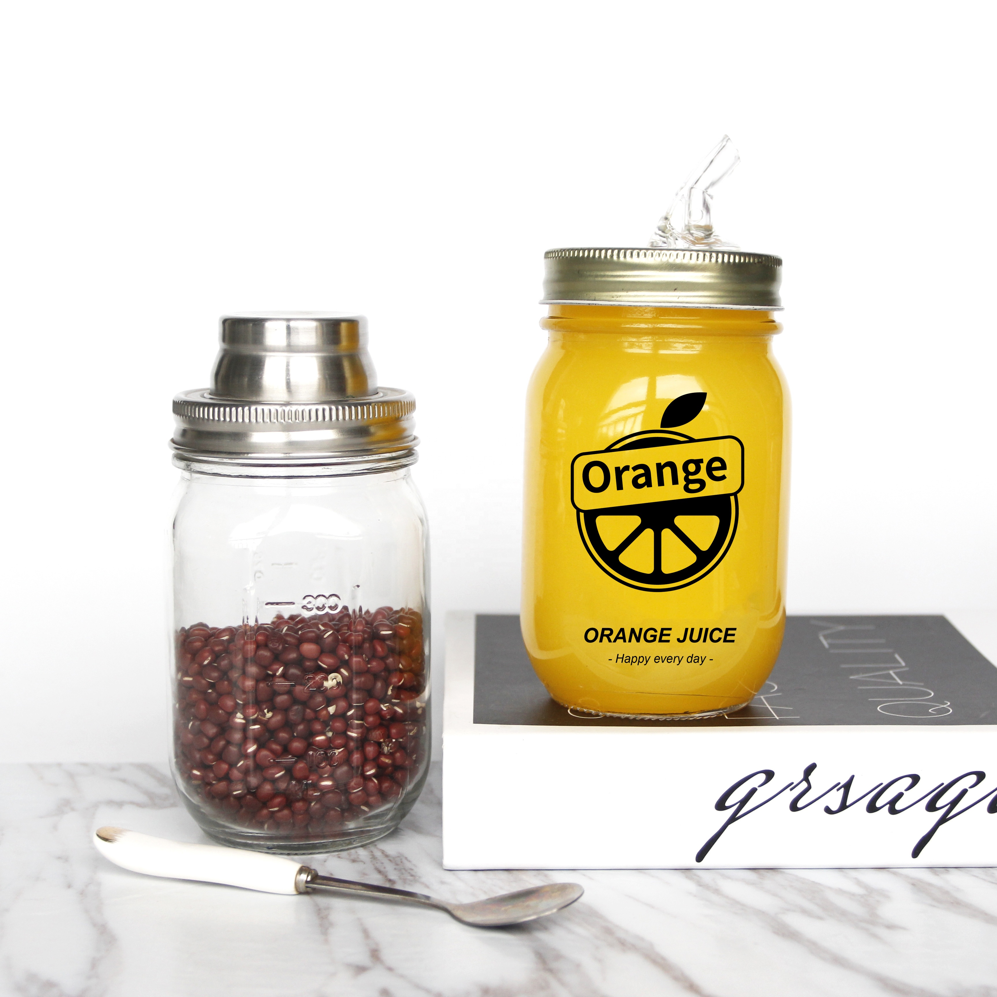 Wholesale Empty Custom 500ml 750ml Mason Packaging Round Moonshine Glass Jars With Pouring Spout lids