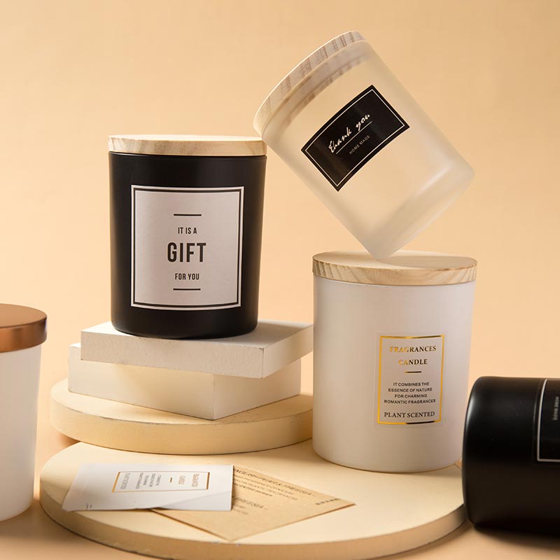 Wholesale Empty Cylinder Frosted Glass Candle Jars Candle Holders