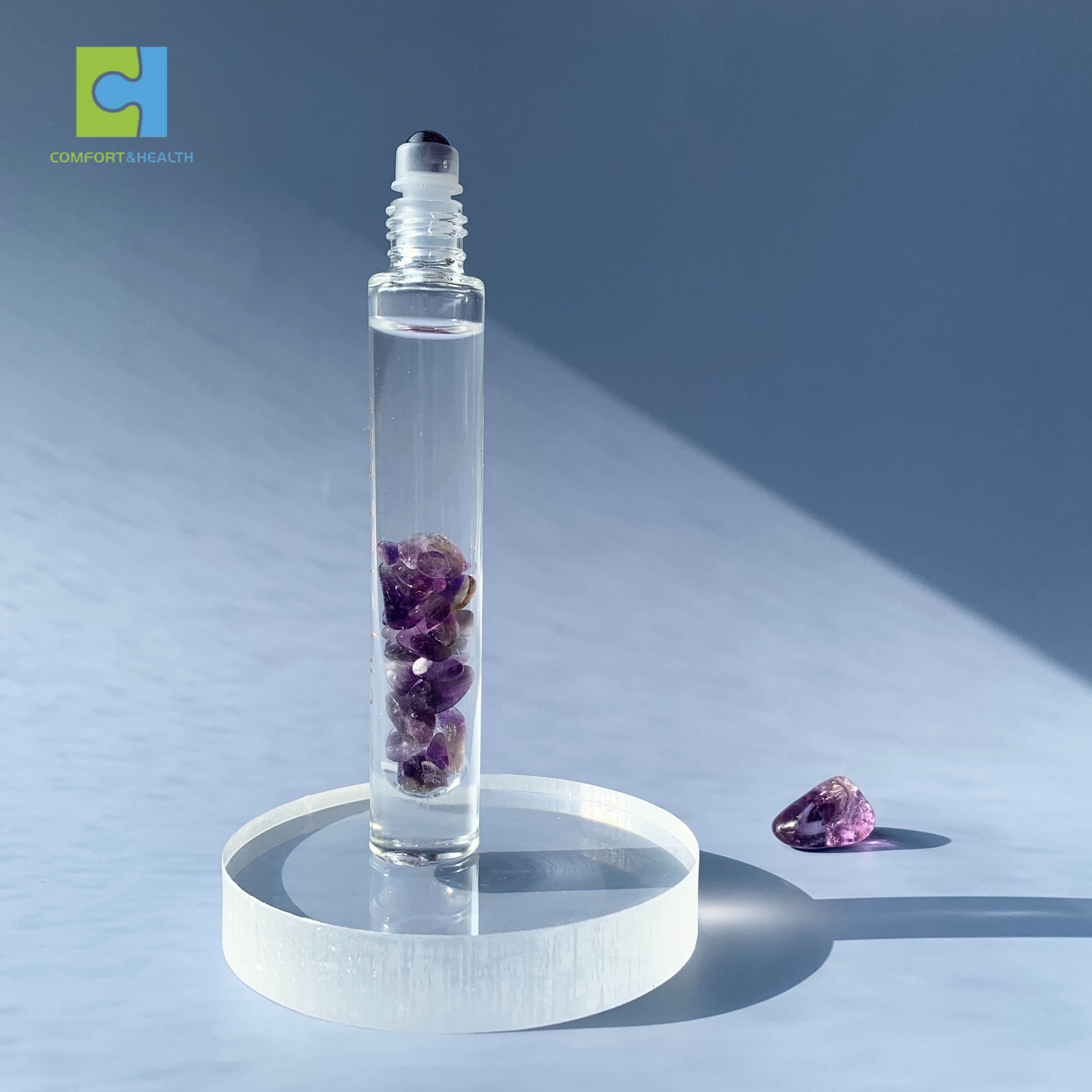 Wholesale Empty Essential Oil 10ml Natural Gem Crystals Perfume Glass Roller Bottles