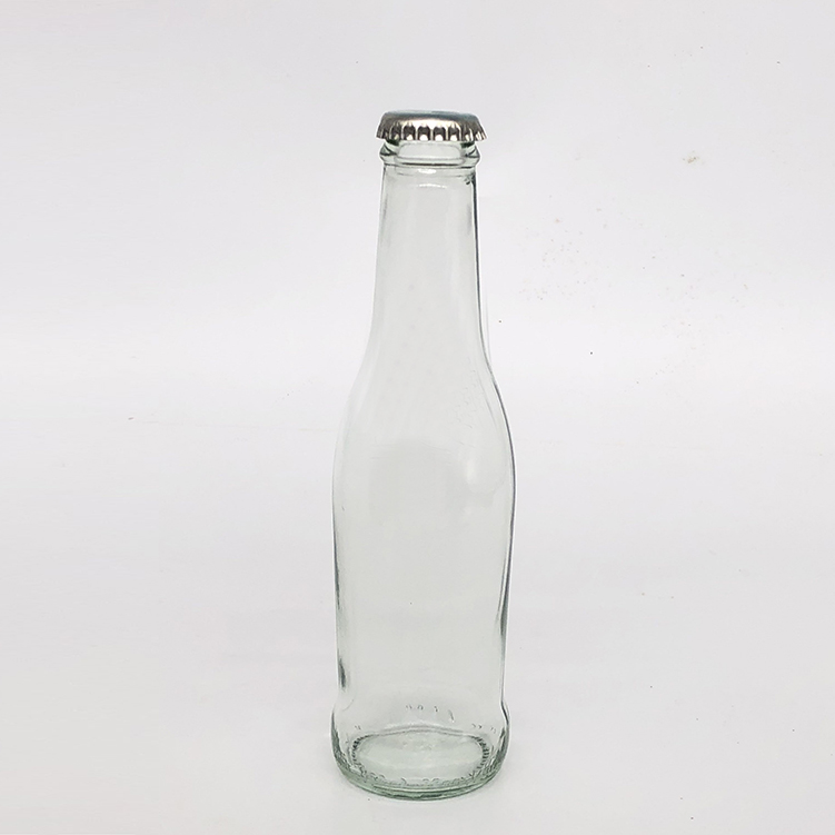 Wholesale Empty Flavored Beverage Flint Glass Tonic Water Bottle 200ml With Crown Cap