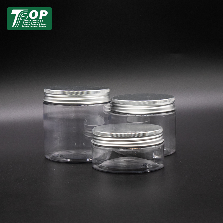 Wholesale Empty Food Grade 80ml 100ml 120ml 150ml 200ml 250ml Clear Plastic Jar With Aluminum Lid