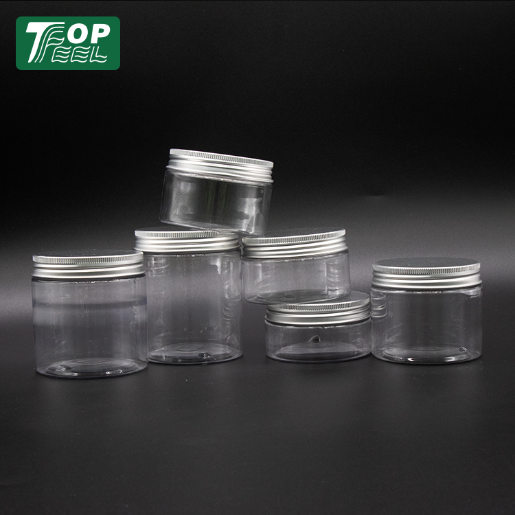 Wholesale Empty Food Grade 80ml 100ml 120ml 150ml 200ml 250ml Clear Plastic Jar With Aluminum Lid