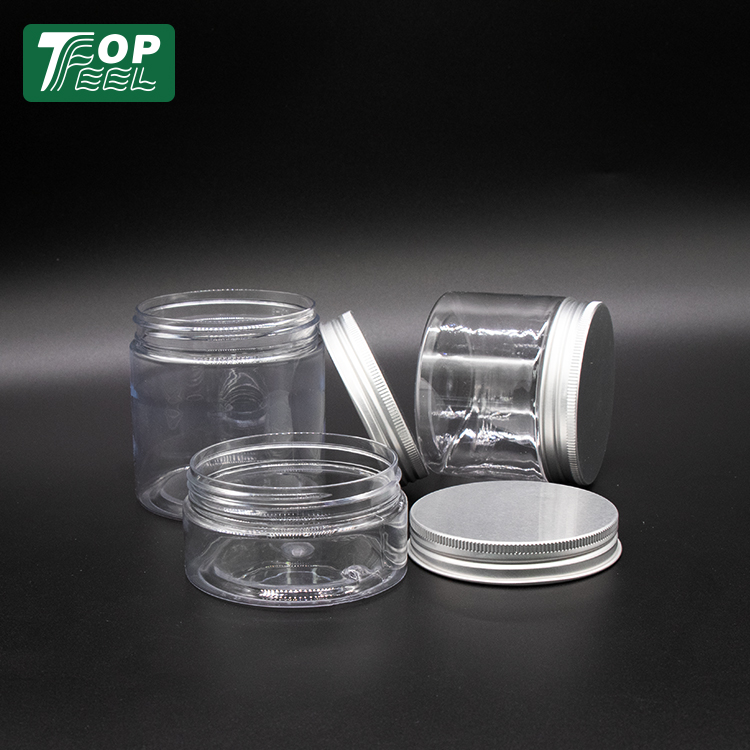 Wholesale Empty Food Grade 80ml 100ml 120ml 150ml 200ml 250ml Clear Plastic Jar With Aluminum Lid