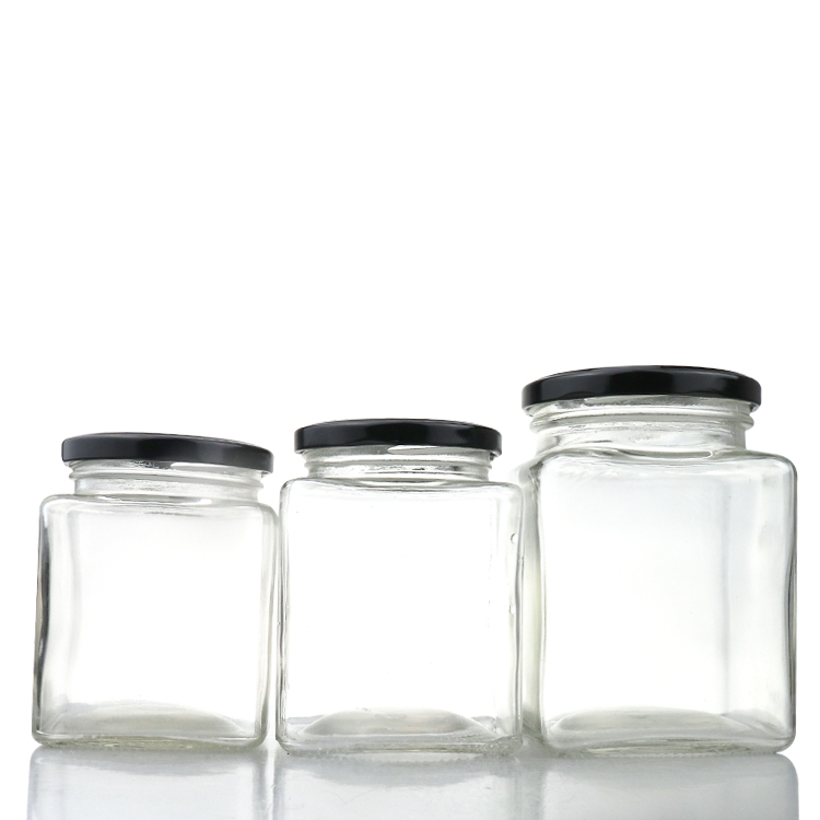 Wholesale Empty Food Storage Cereal Containers Private Label Kitchen Square Glass Jar with Lid