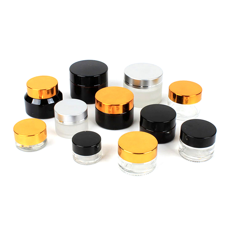 Wholesale Empty Glass Bottle Clear Cosmetic Container Packaging Skin Care Cream Jar