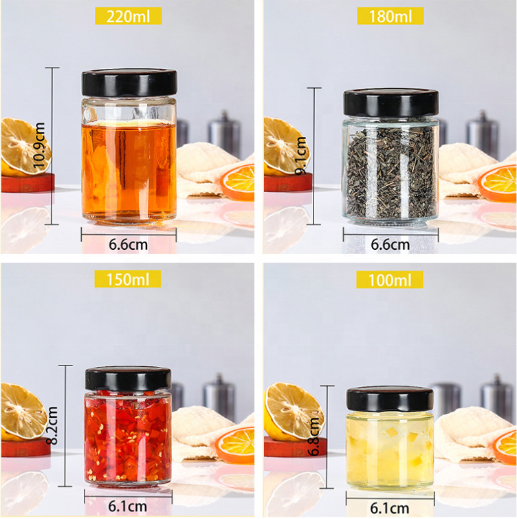Wholesale Empty Glass Mason Jars in Bulk for Canned Food 150ml 180ml 220ml 280ml 380ml 500ml