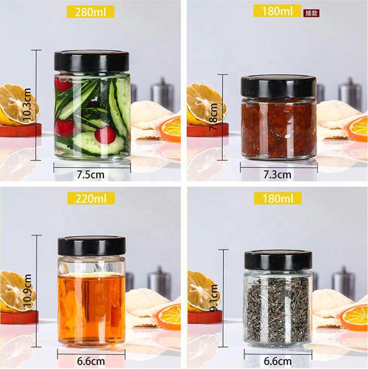 Wholesale Empty Glass Mason Jars in Bulk for Canned Food 150ml 180ml 220ml 280ml 380ml 500ml