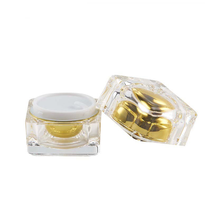 Wholesale Empty Gold Acrylic Cosmetic Square Jar