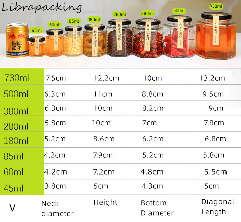 Wholesale Empty Honey Jar Glass Hexagon Shape Customized Size