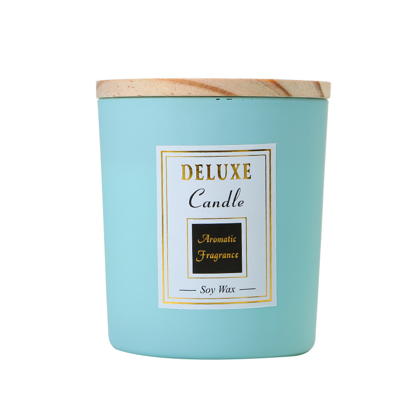 Wholesale Empty Luxury Frosted Glass Matt Black Candle Jars with Wooden Lids