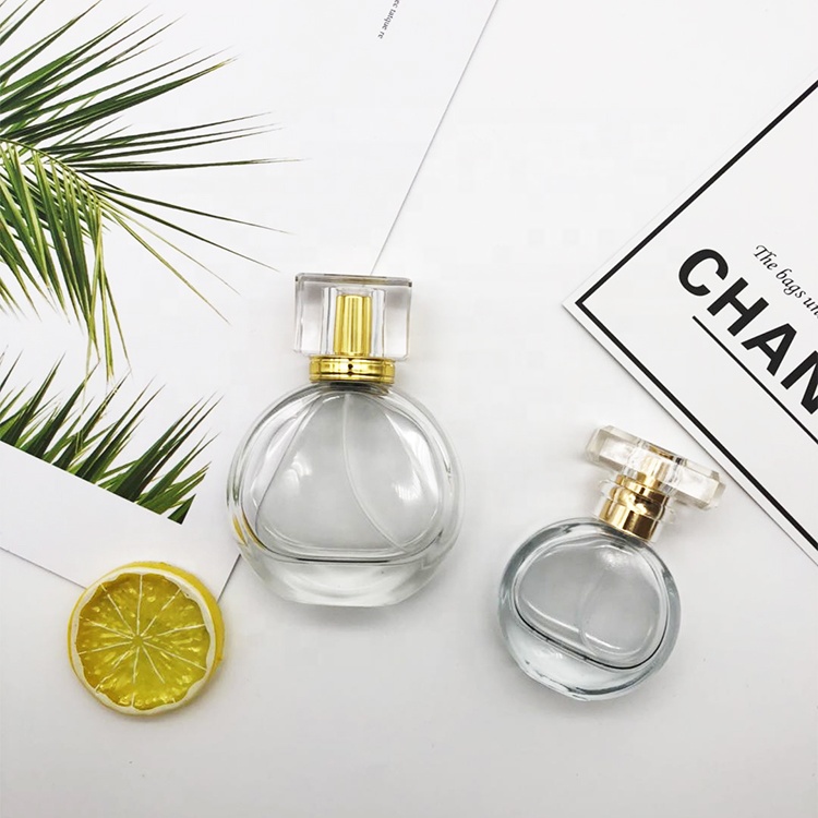 Wholesale Empty Miniature Premium Portable Clear Flat Round Perfume Glass Spray Bottle