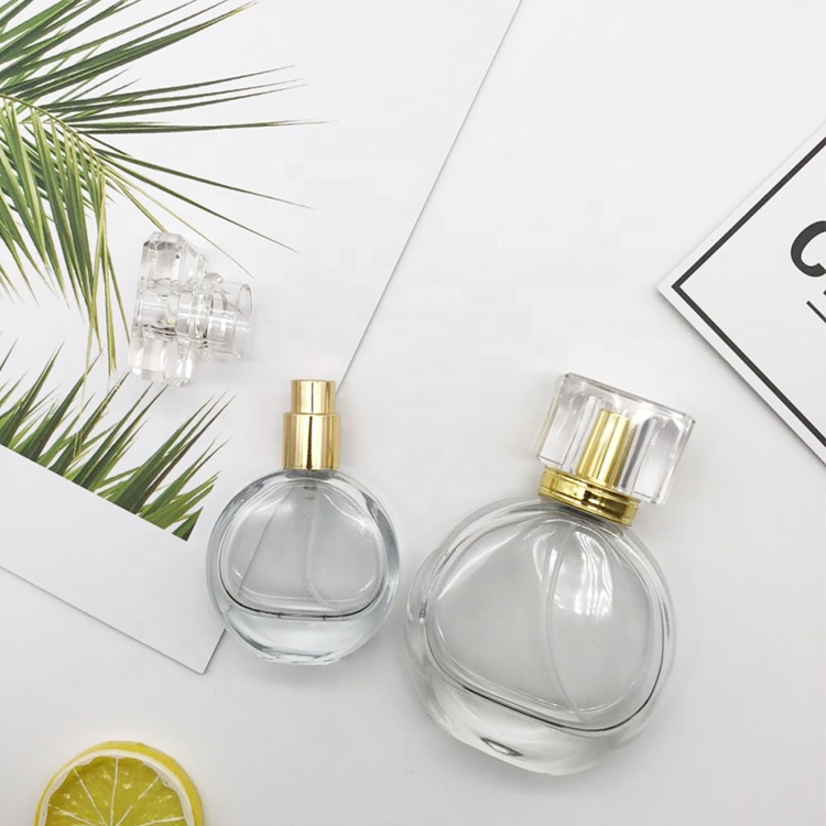 Wholesale Empty Miniature Premium Portable Clear Flat Round Perfume Glass Spray Bottle