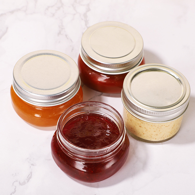 Wholesale Empty Round Mini 4 oz Food Storage Glass Mason Jar with Band Lids