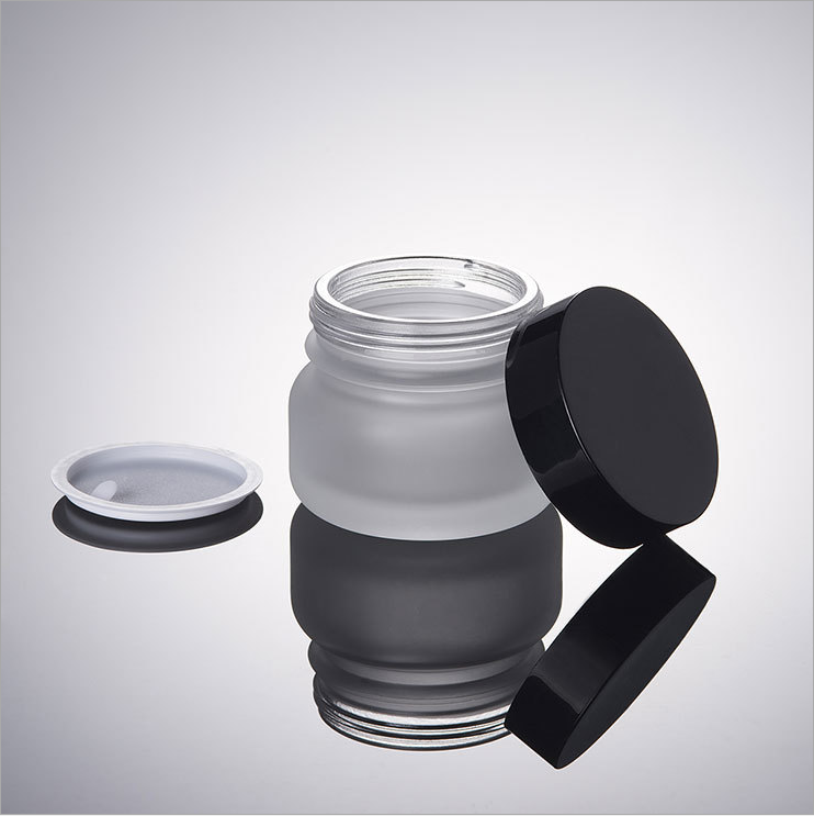 Wholesale Empty frosted glass bottle Cosmetic Container Jar set
